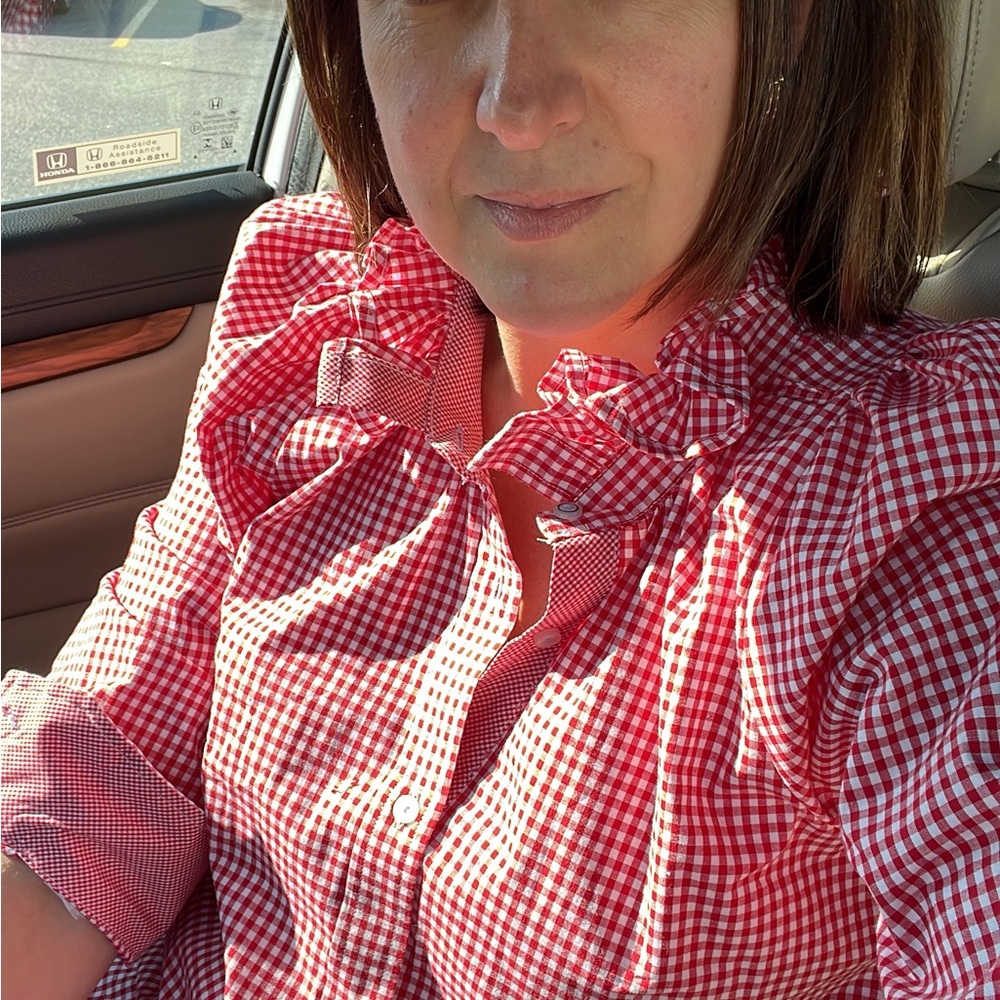 KMJ poplin Red Gingham Women's Blouse